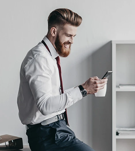 Business man checking UI